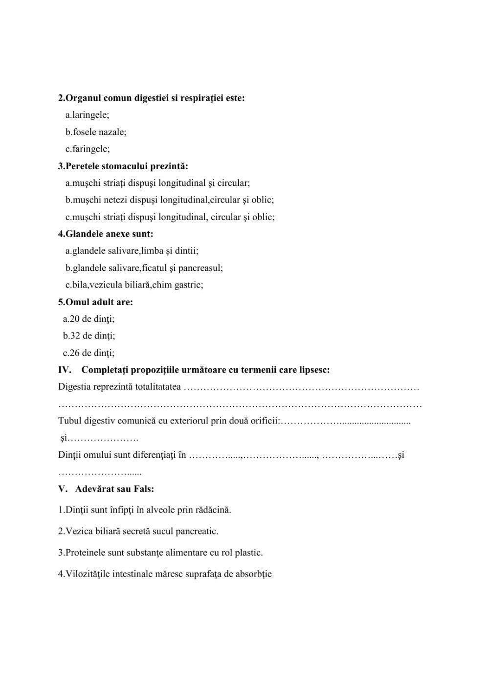 recapitulare sistemul digestiv