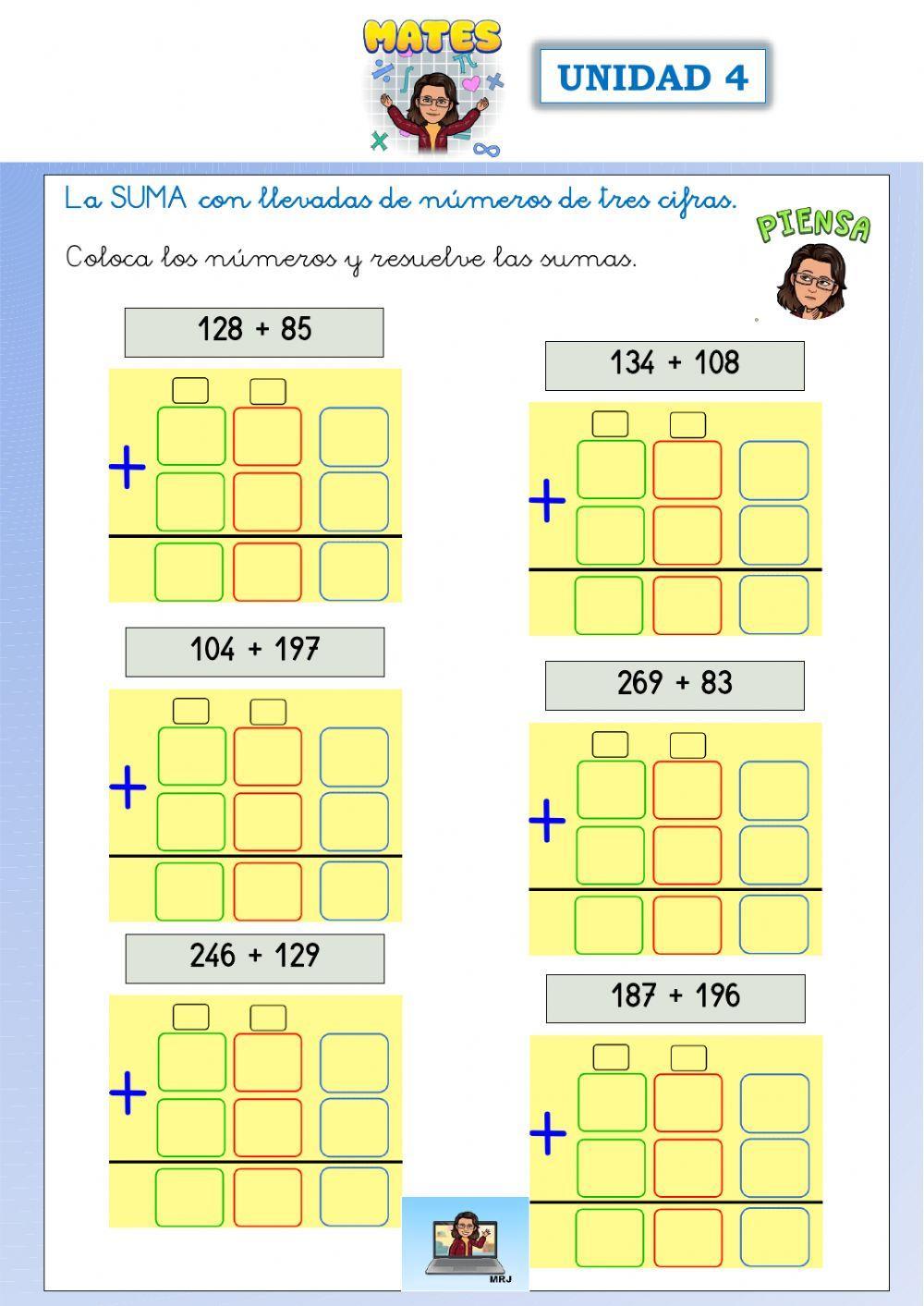 Sumas llevando 3 cifras