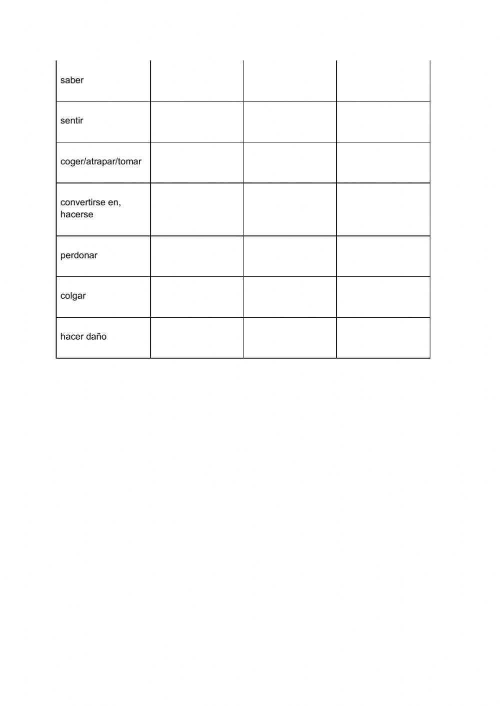 Irregular verbs test - A