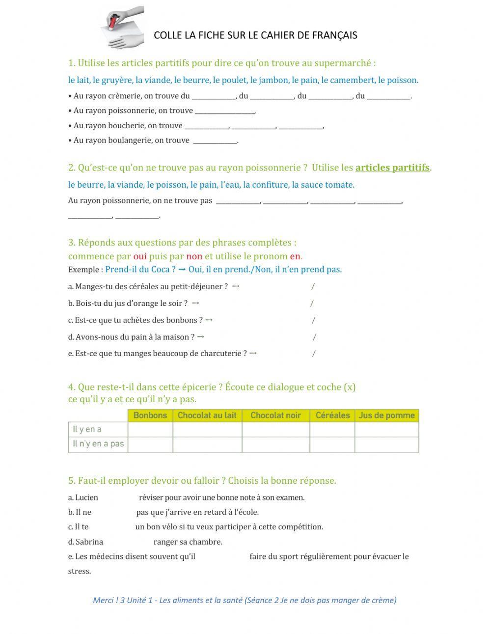 Unité 1 Les partitifs et la nécessité