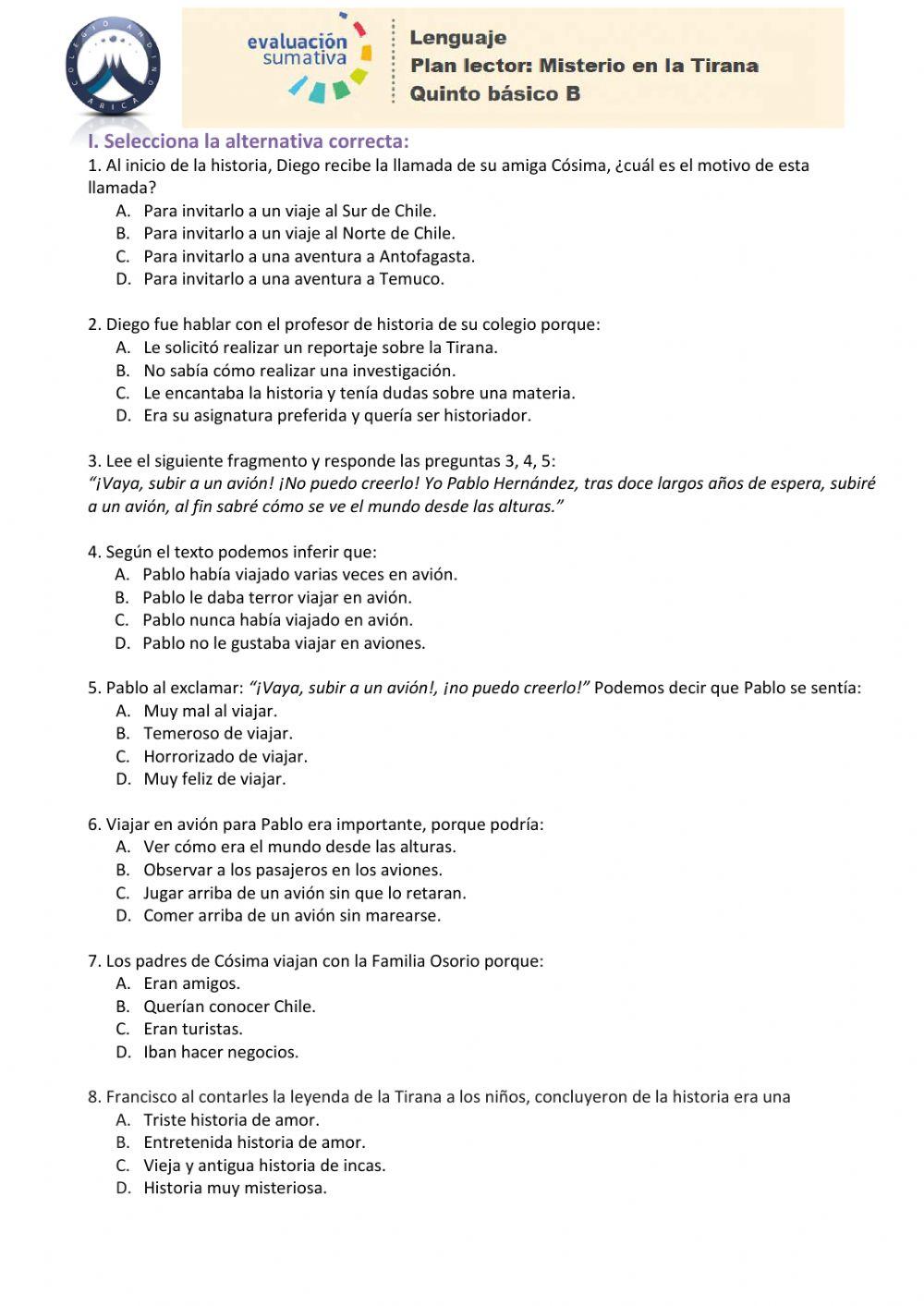 Plan lector Misterio en la Tirana