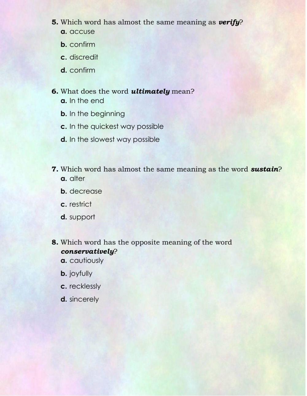 Ligth Detectives Vocabulary