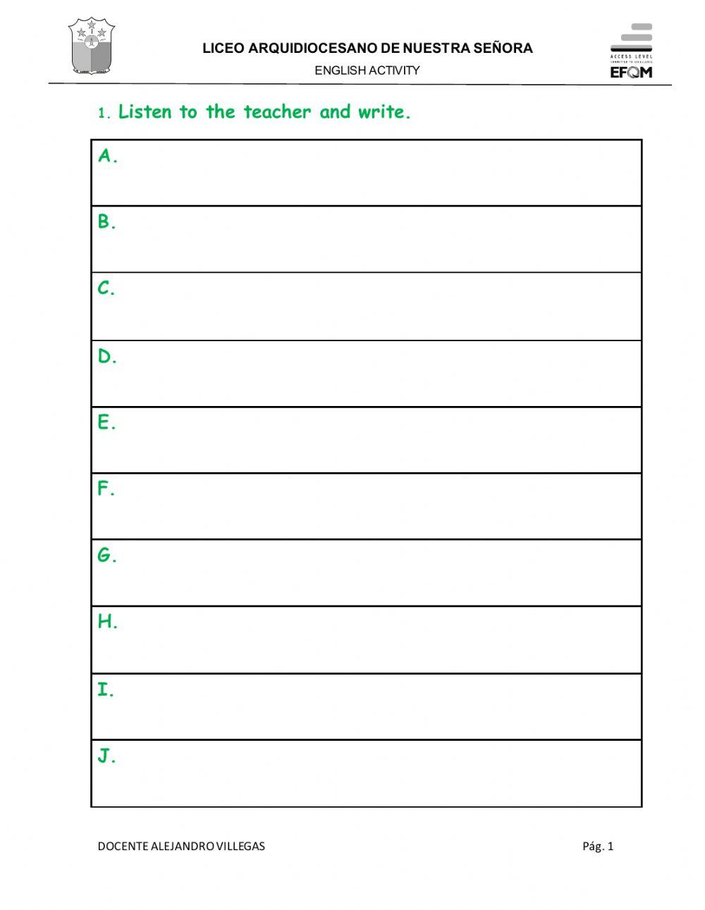 Listening and writing exercise