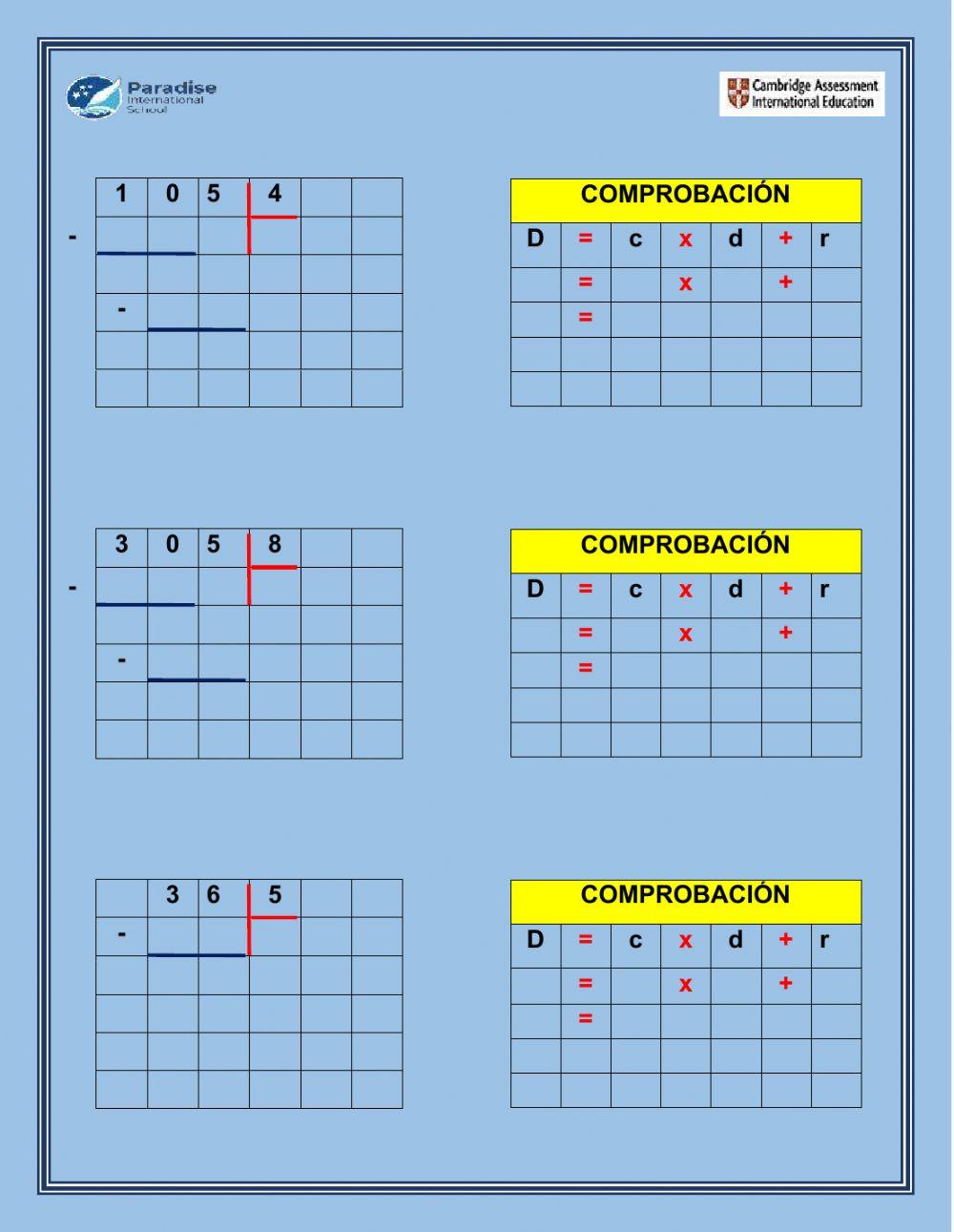 División exacta e inexacta