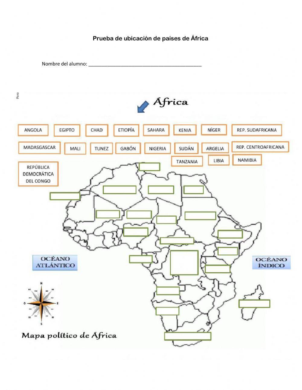 Prueba de ubicación de países de África
