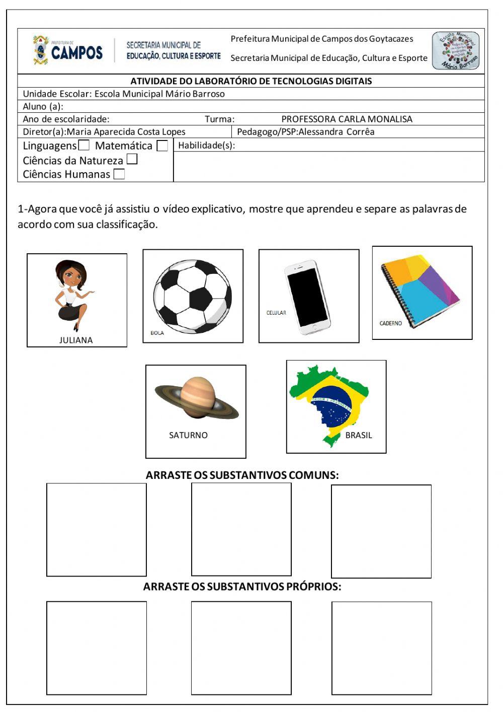 Substantivo próprio e comum