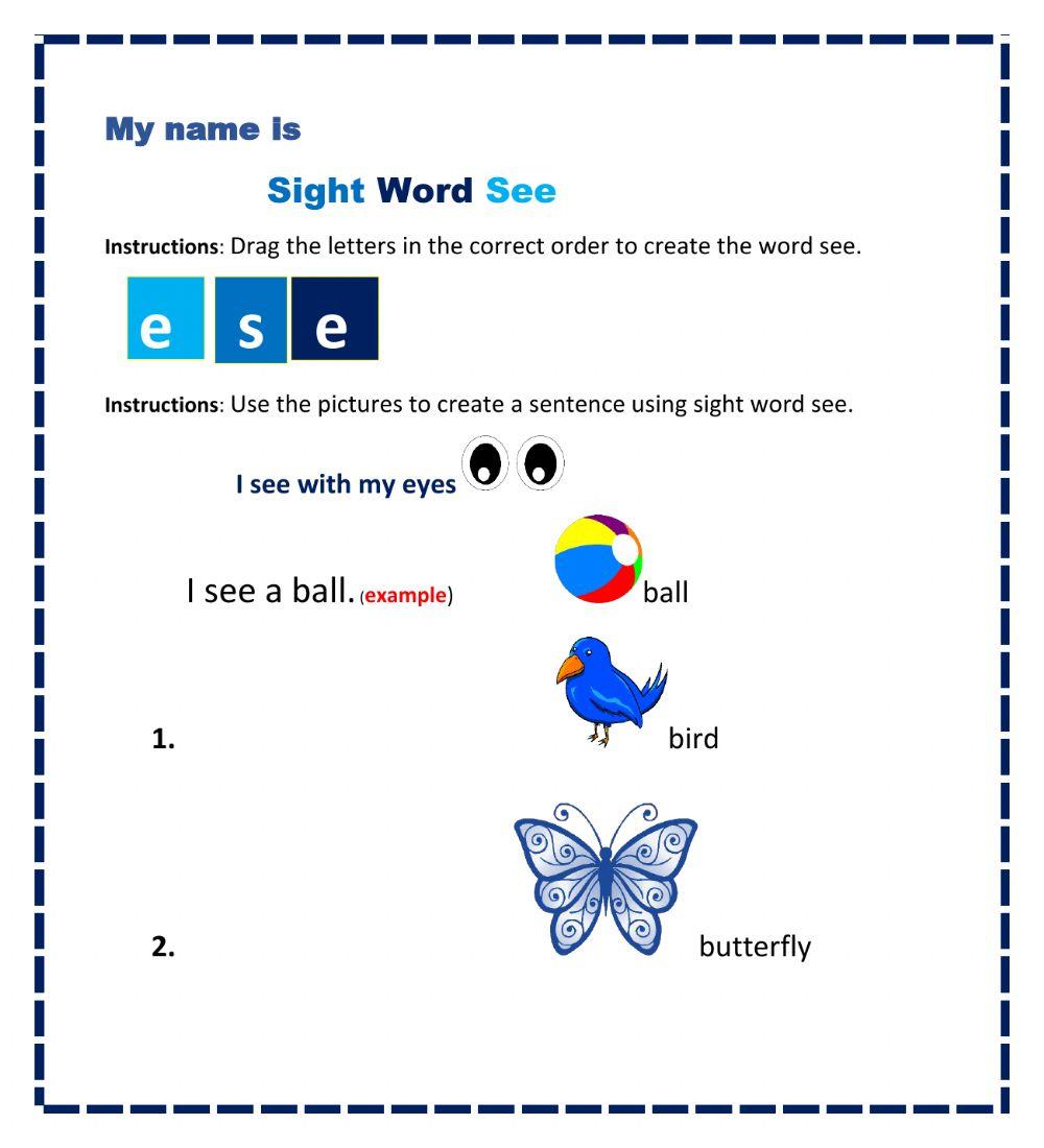 Sight Word See Free Interactive Worksheets 467549