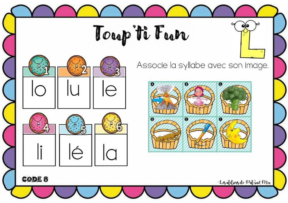 Lettre L - Toup'ti Fun - la syllabe à l'image (Pat-in&Moi)