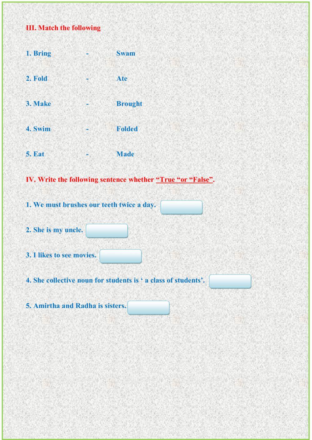 IV Std English Worksheet Worksheet Live Worksheets IV Std English Worksheet Worksheet Live Worksheets