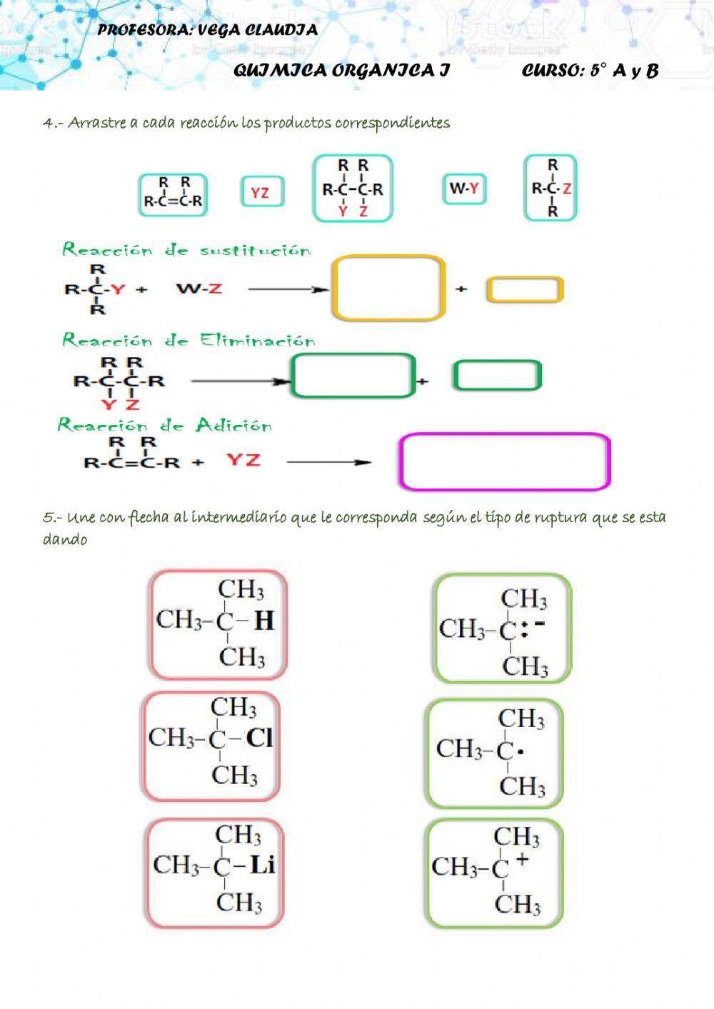 Tipo de reacciones organicas