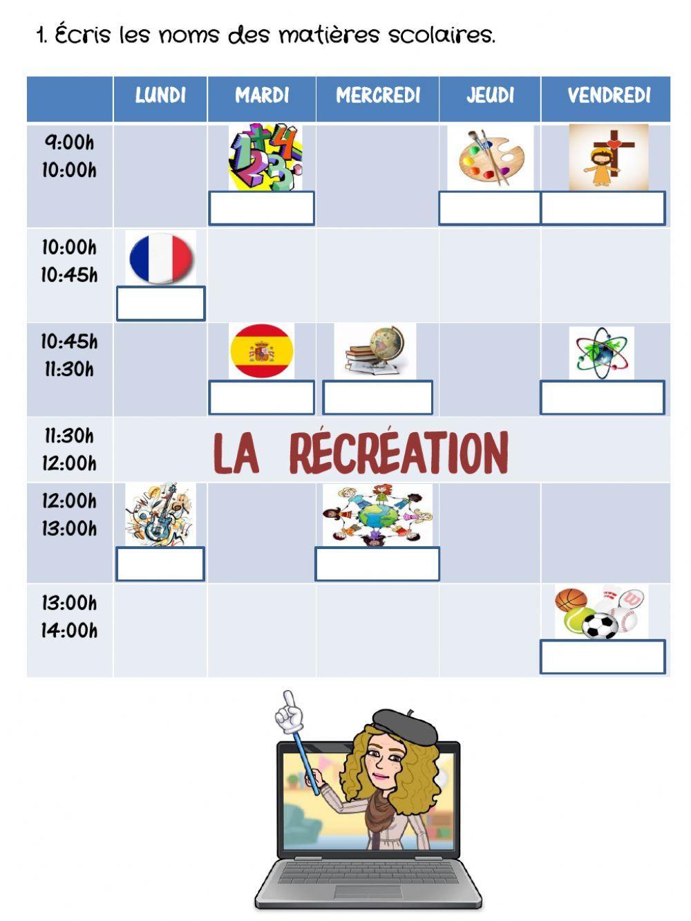 Les matières scolaires