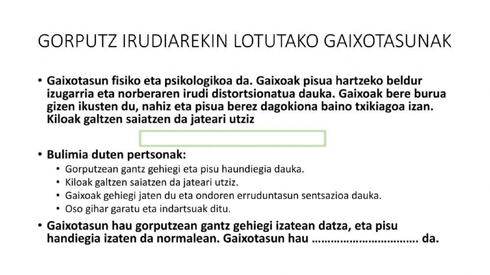 Gorputz irudiarekin lotutako gaixotasunak