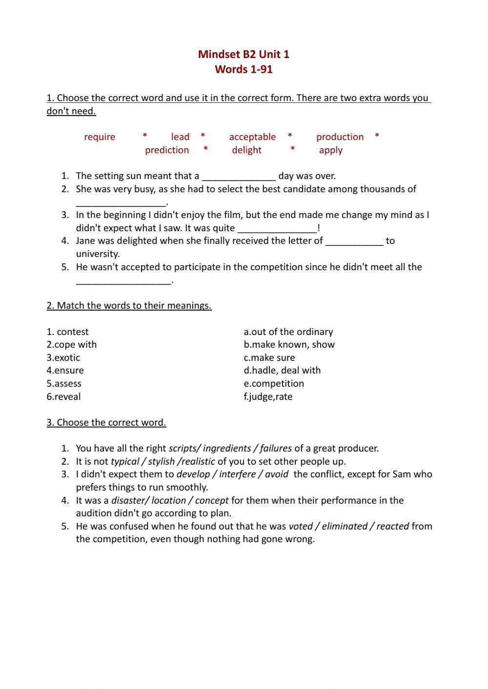 MIndset B2 - Vocabulary-Uni1