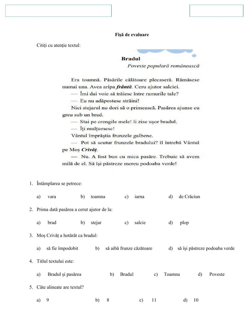 Evaluare CLR - textul