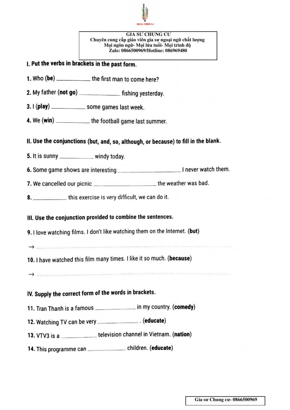 Lớp 6- bài kiểm tra 15p unit 7,8