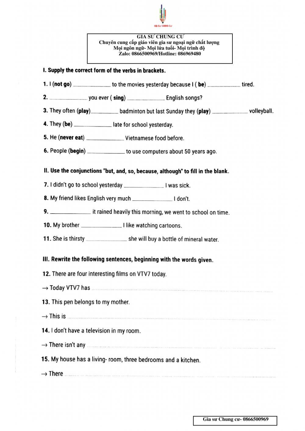 Lớp 6- Test 15 unit 7,8-Luyện giải đề