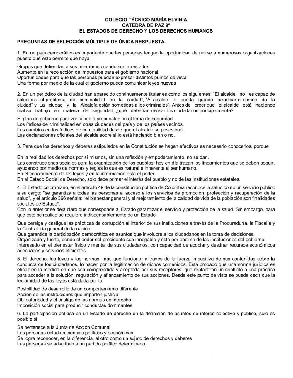 Evaluación derechos humanos