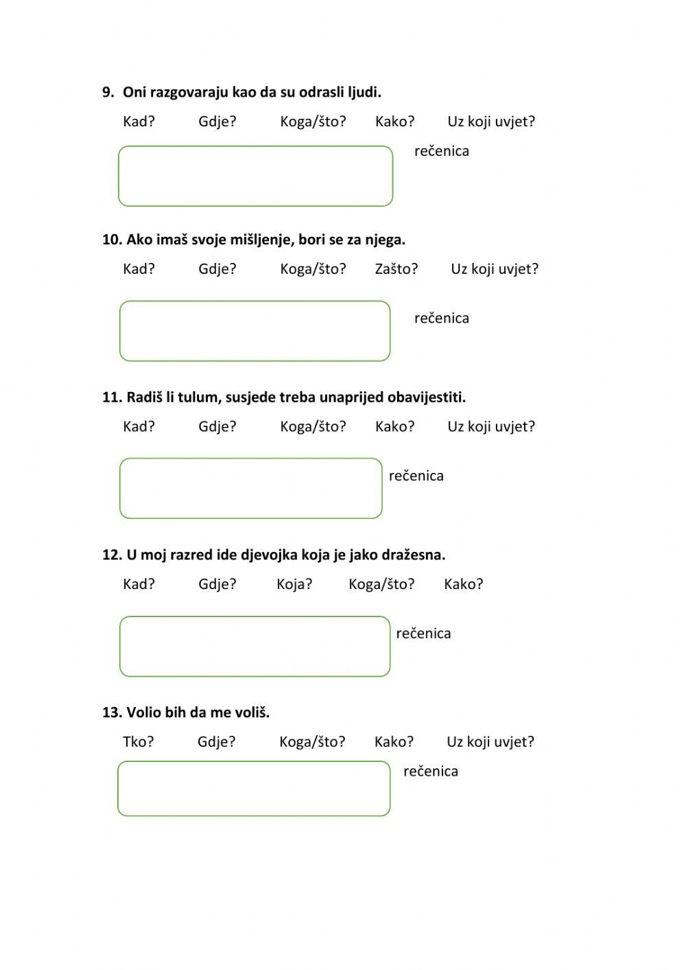 Zavisnosložene rečenice, 8. razred