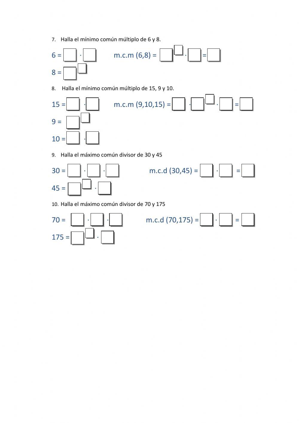 Múltiplos y divisores