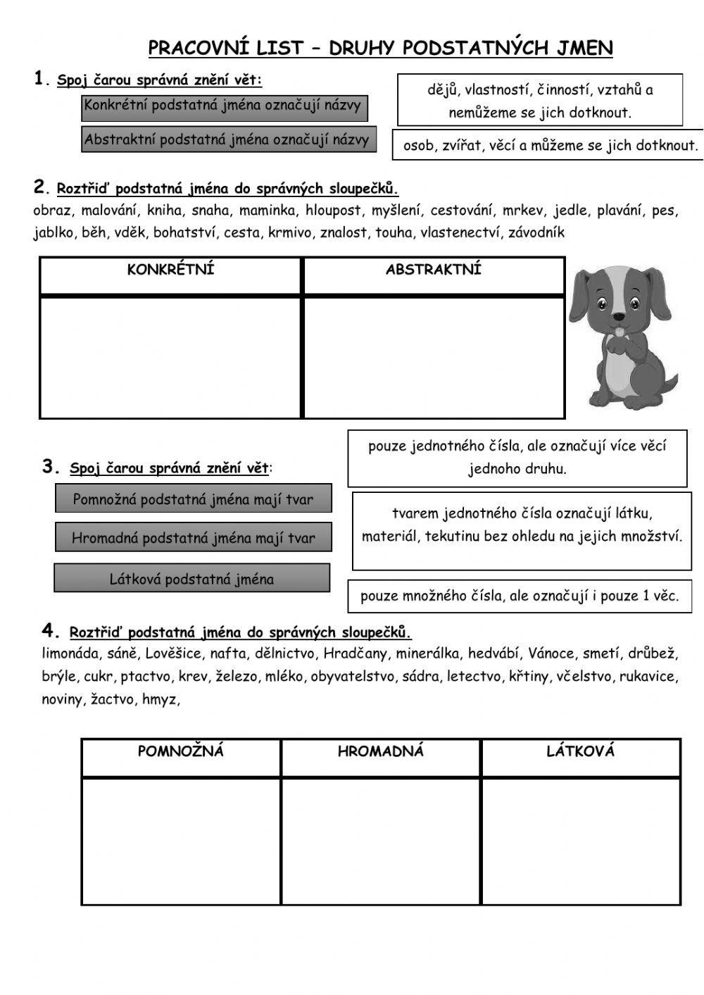 Druhy podstatných jmen