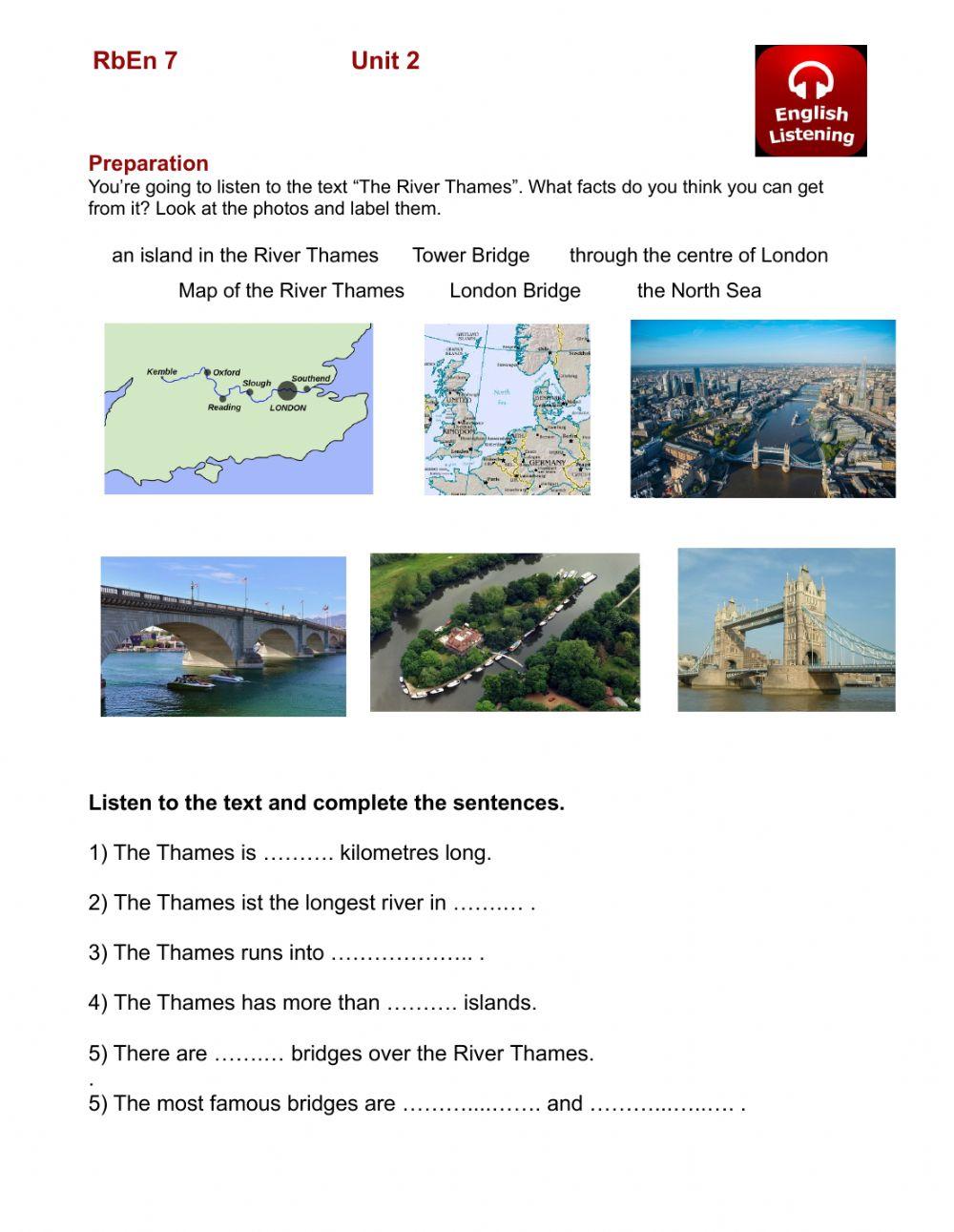 RbEn 6 - Unit 2 - Listening 1 - Facts about the River Thames