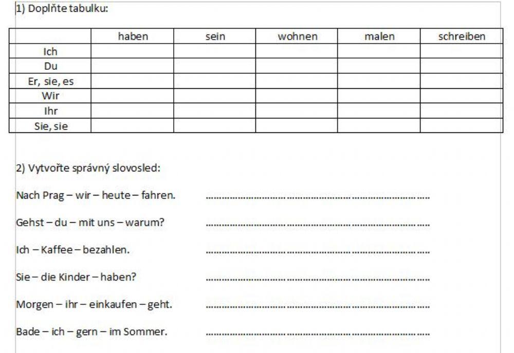 Konjugation, Wortstellung