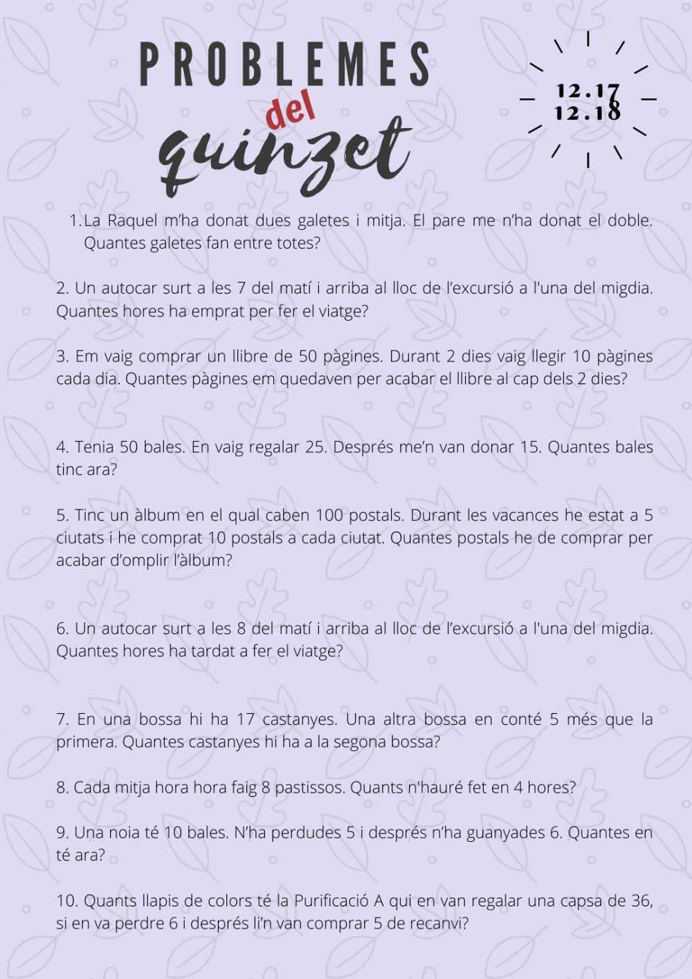 Problemes del quinzet 12.17 i 12.18