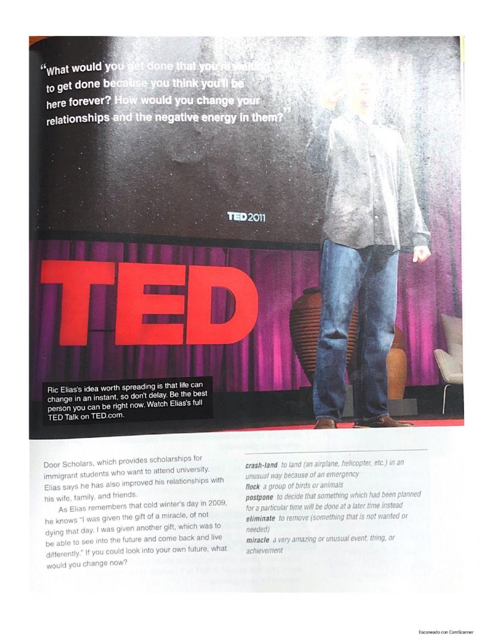 ted talk - three things I learned while my plane crashed - 2nd year