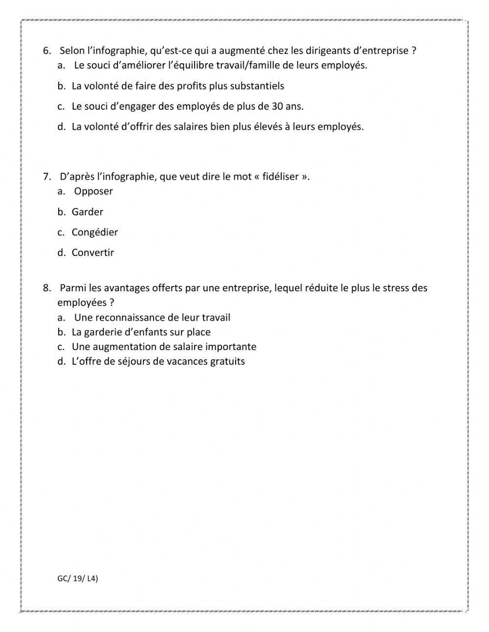 Le travail le la famille