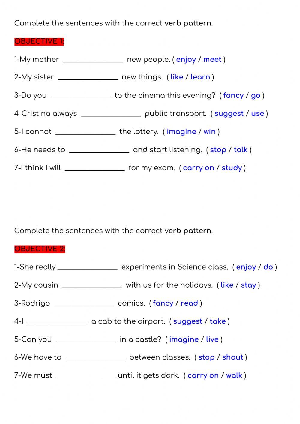 Verb Patterns