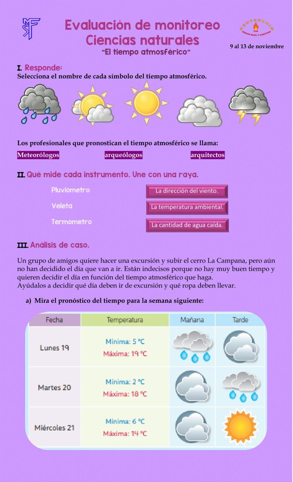 Evaluación tiempo atmosférico