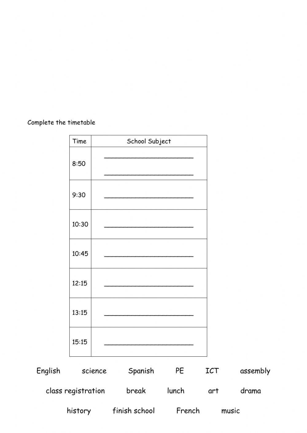 UK Kids - School (Activity 2)