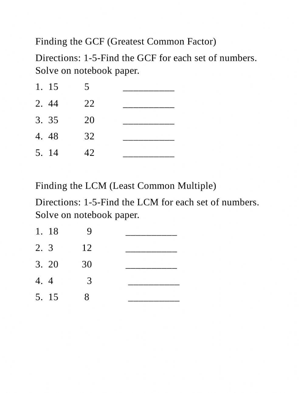 Finding GCF and LCM Practice 6198772 | Lakesha Perry