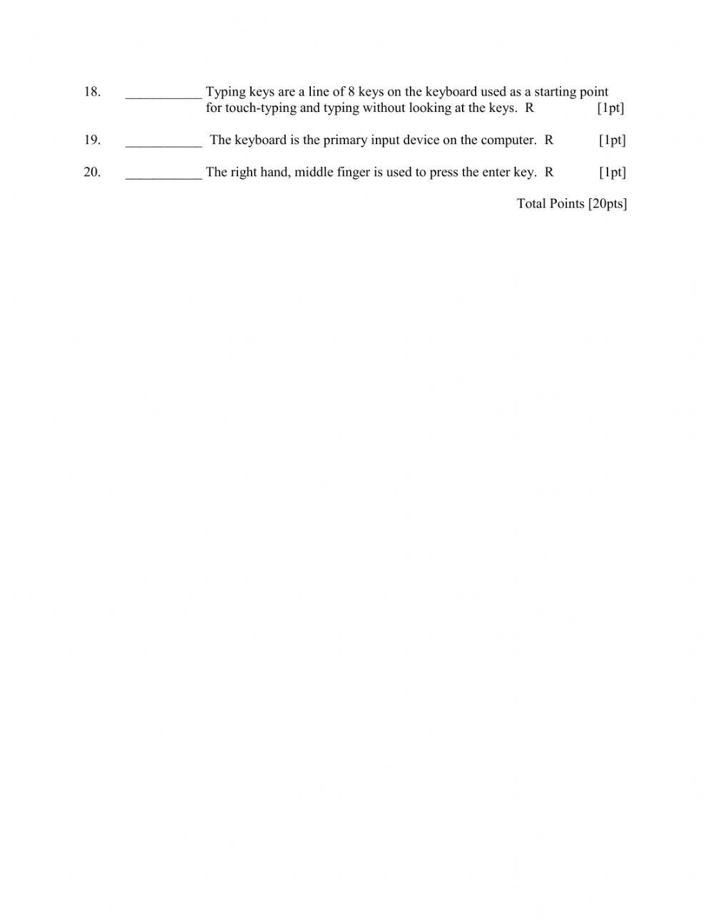 Keyboarding Fingering Techniques T-F