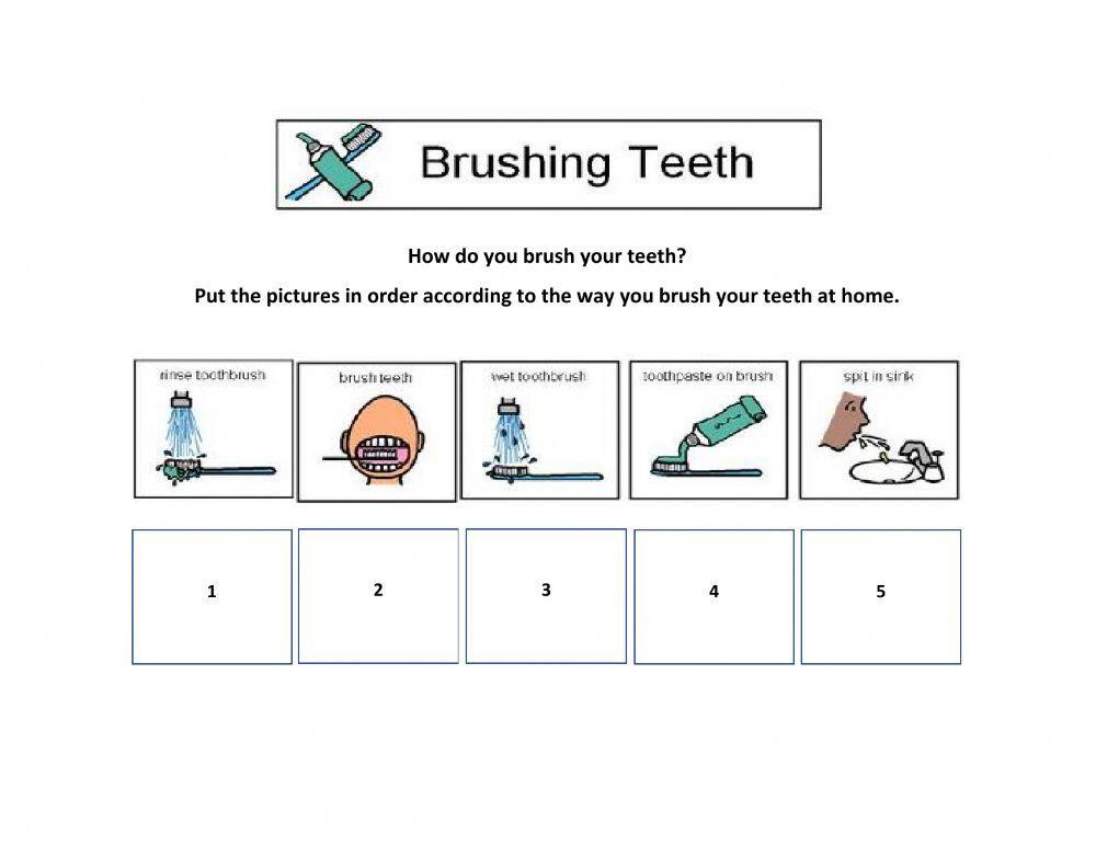 Brushing Teeth sequencing gr 1 worksheet Live Worksheets