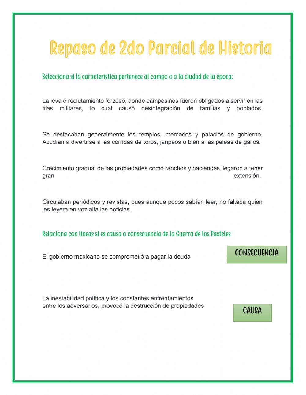 Repaso de Historia 2do parcial trimestre 1