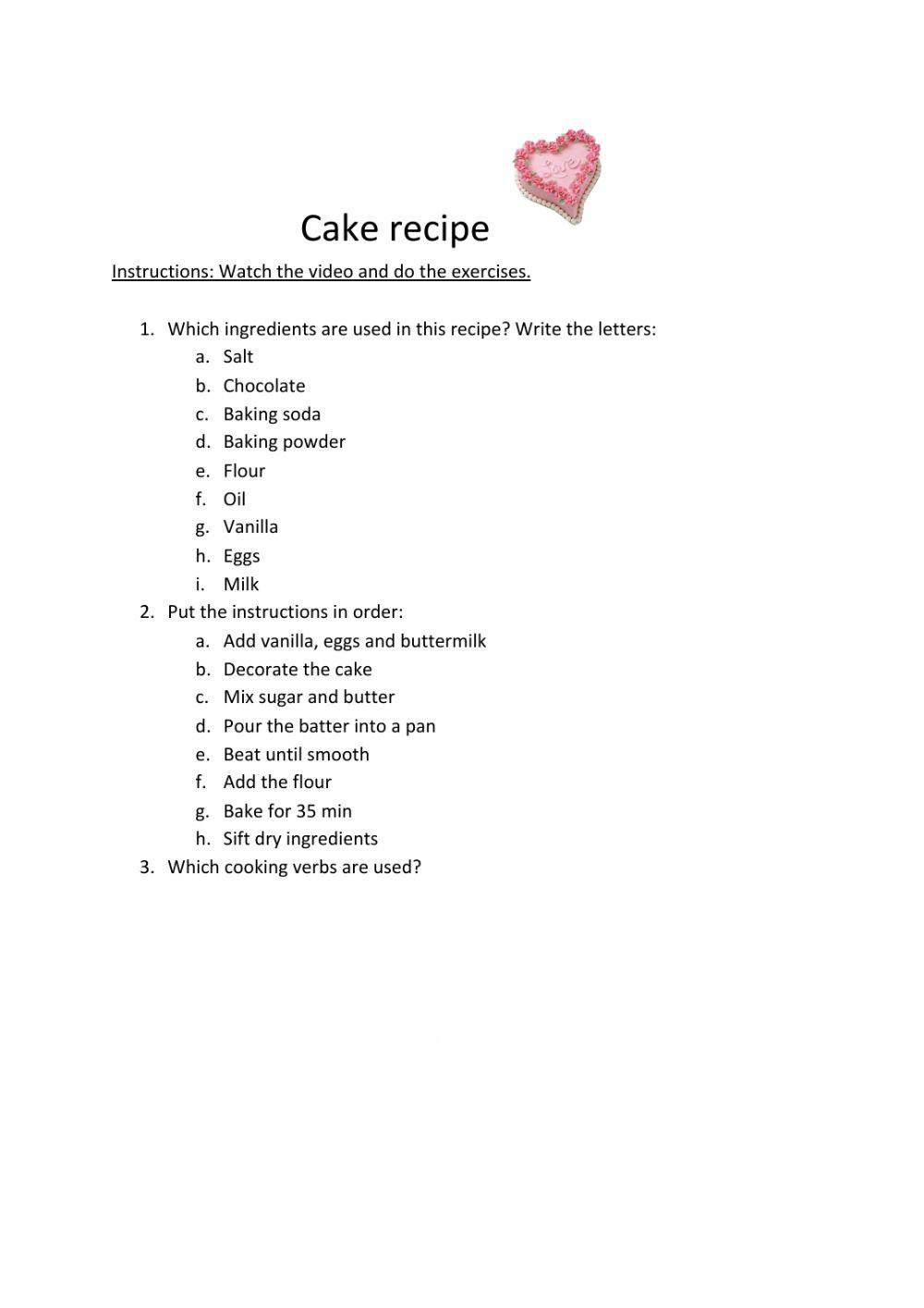 Recipe - Cake