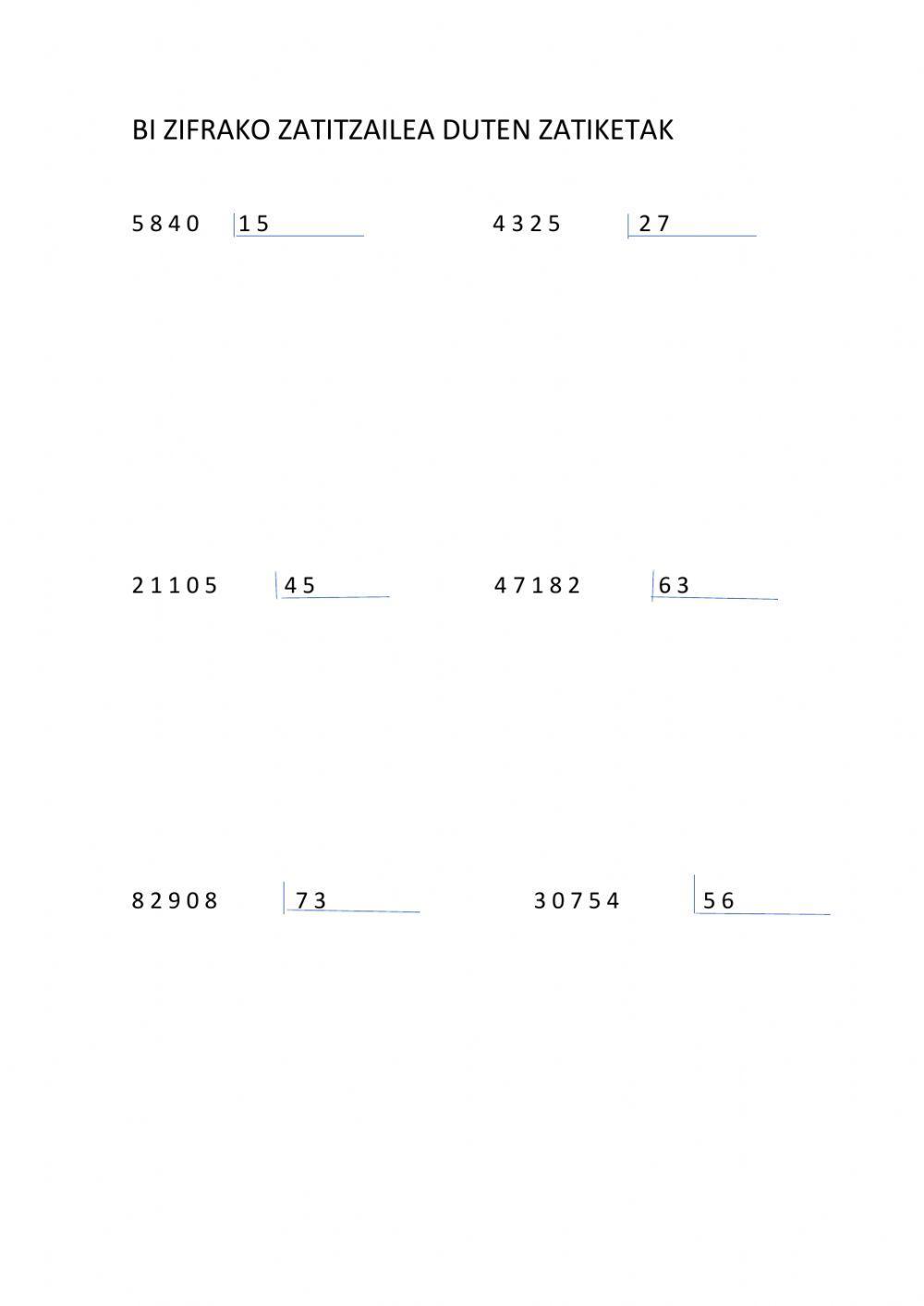 Bi zifrako zatitzailea duten zatiketak