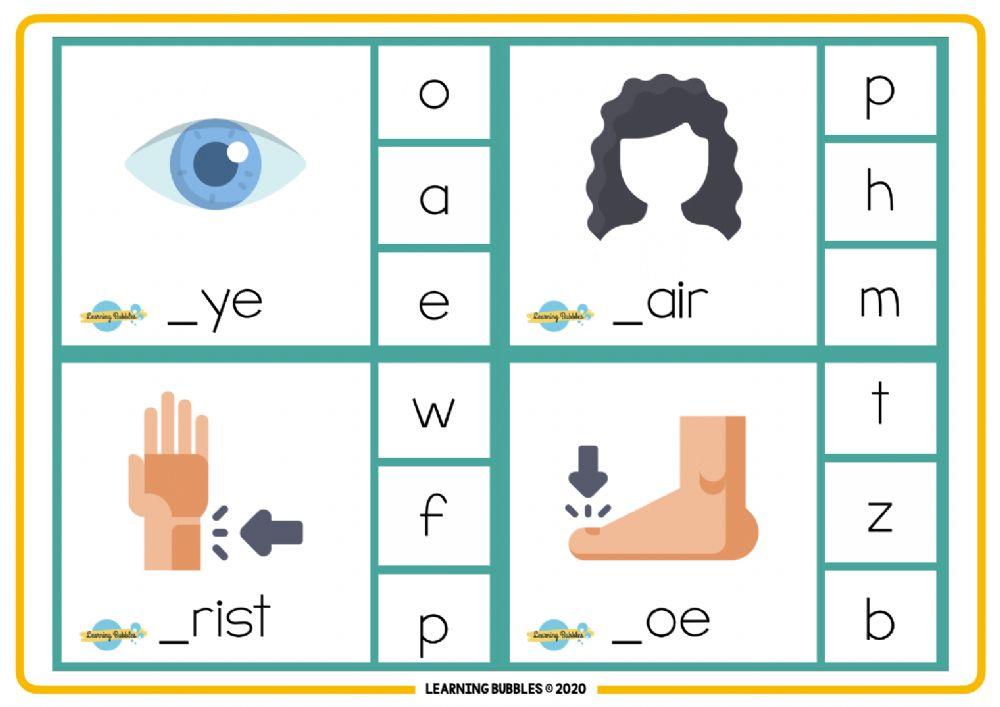 Parts of the body: spelling