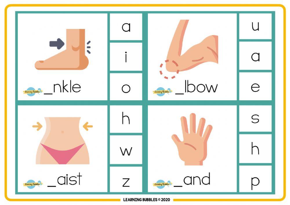 Parts of the body: spelling