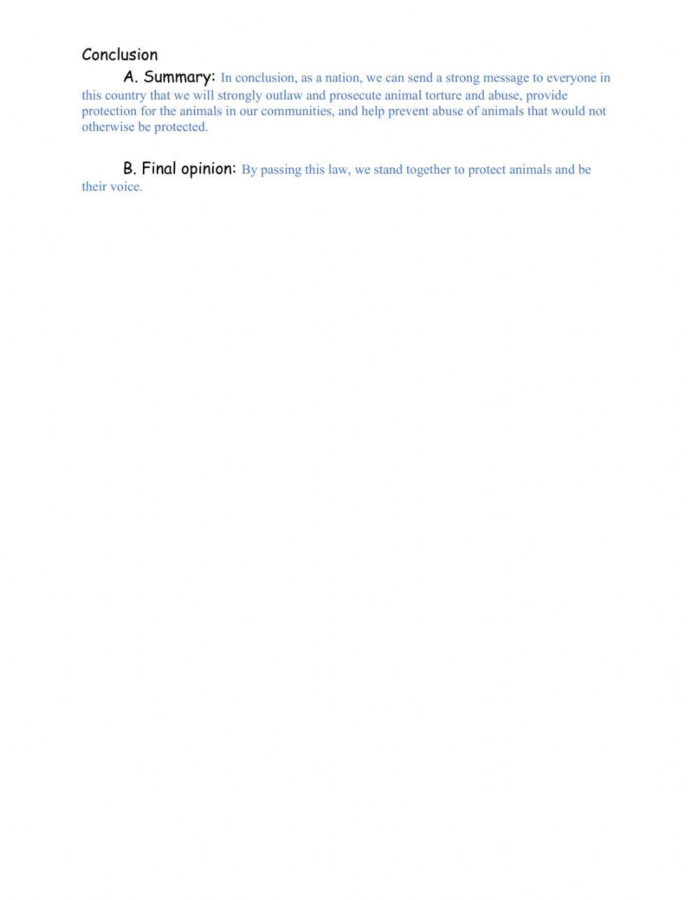 Outline for Animal Abuse Law Essay