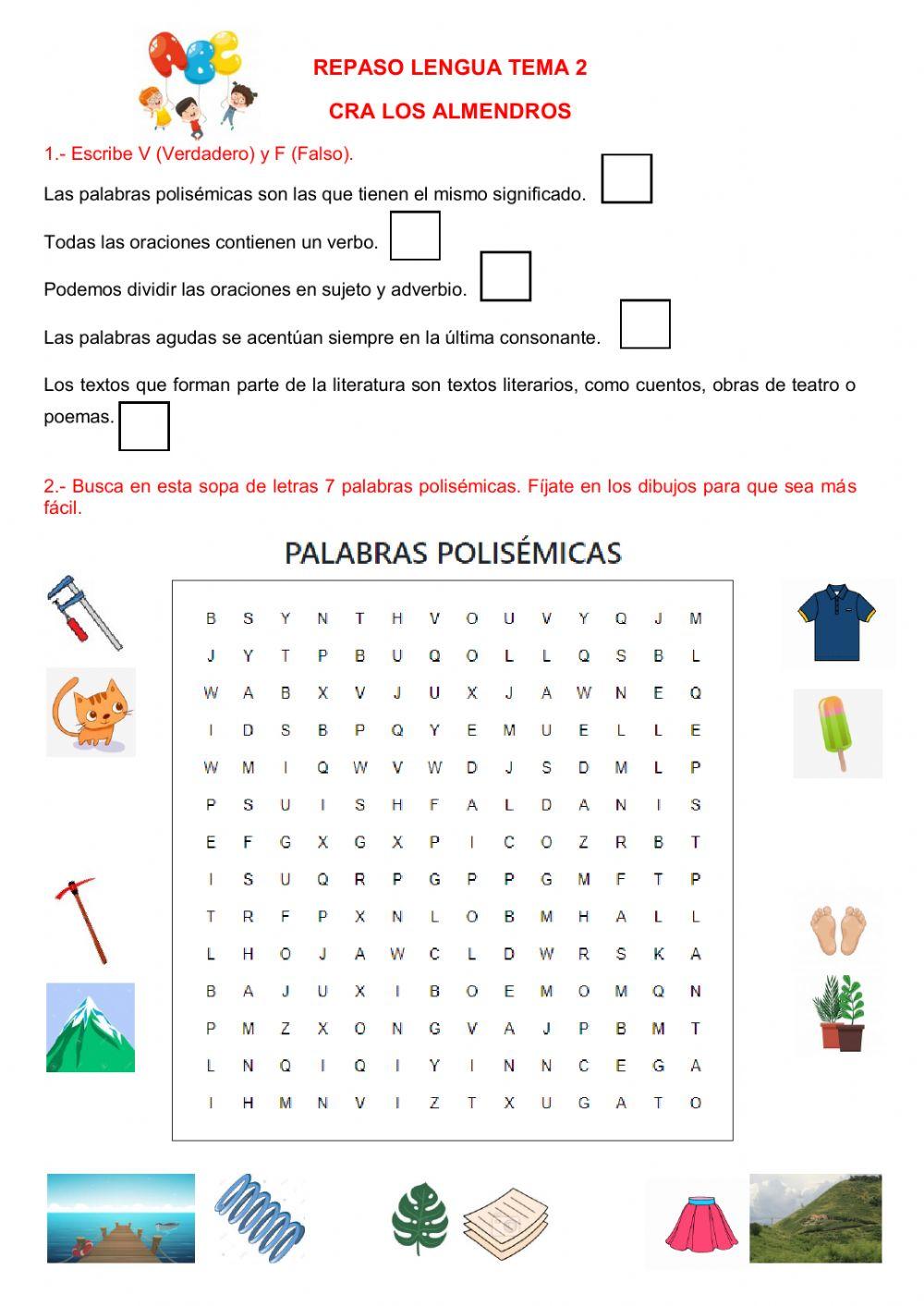 Repaso polisemia, sujeto y predicado Repaso polisemia, sujeto y predicado