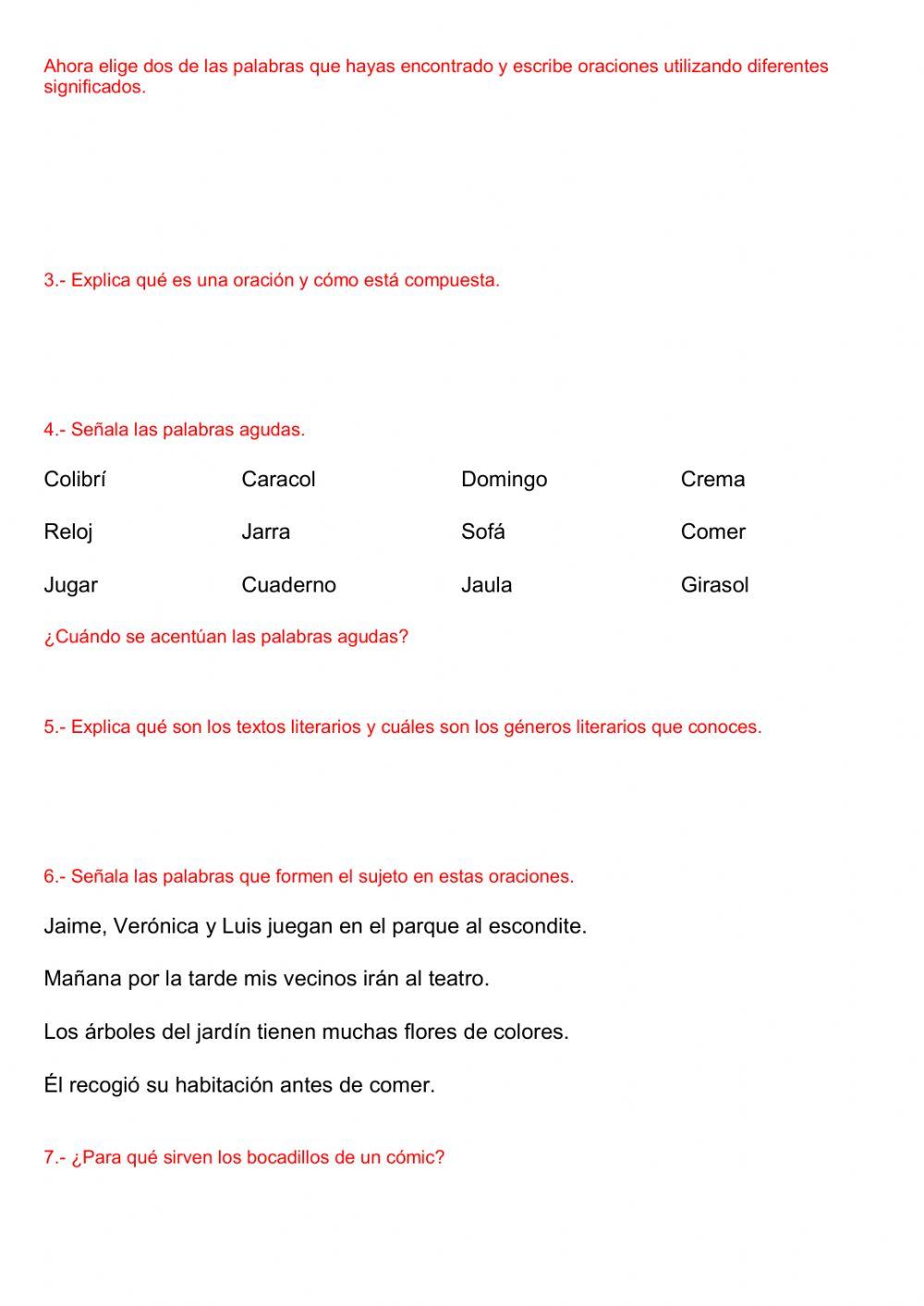 Repaso polisemia, sujeto y predicado