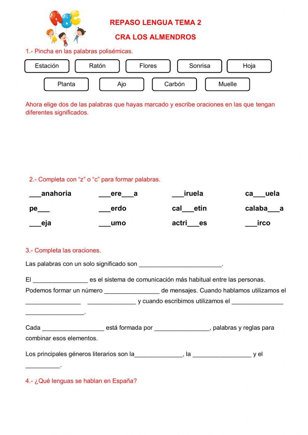 Repaso polisemia, ortografía c,z, qu Repaso polisemia, ortografía c,z, qu