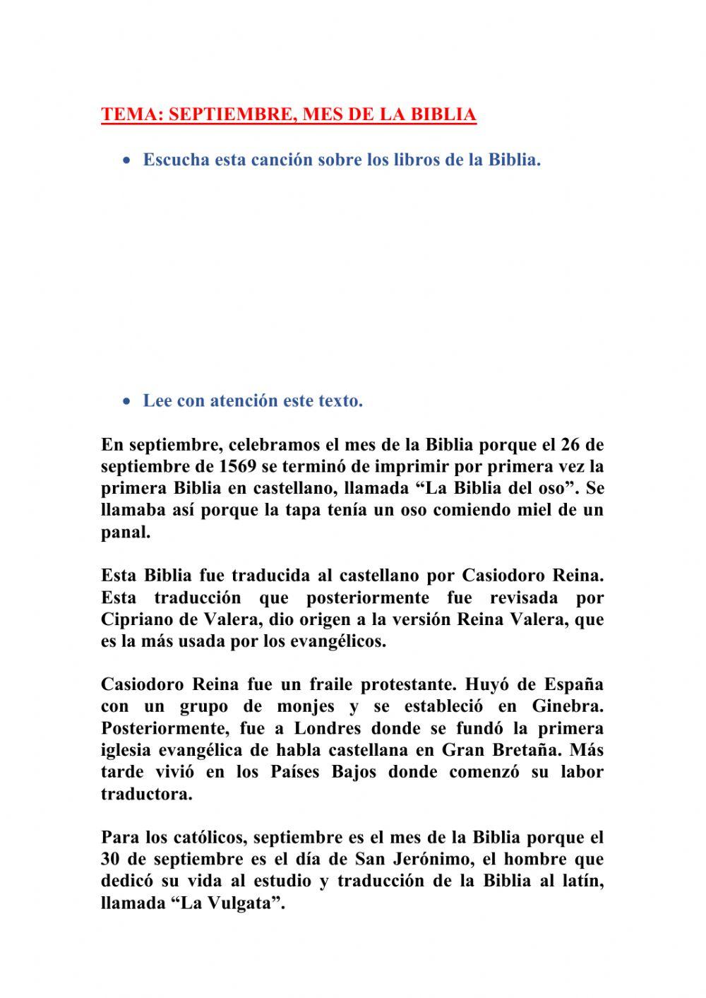 SEPTIEMBRE, MES DE LA BIBLIA