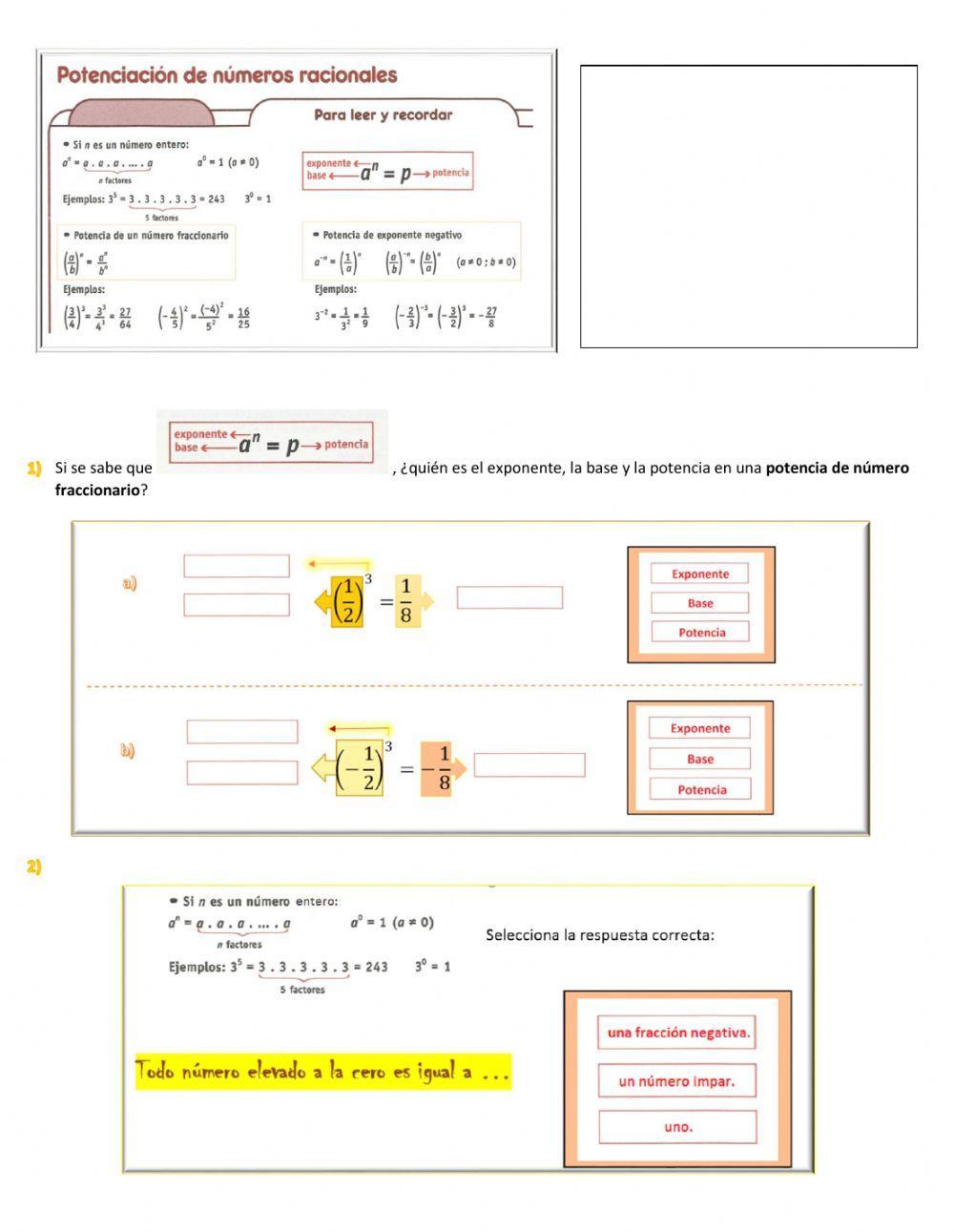 Potencias y raíces de números racionales. Potencias y raíces de números racionales.