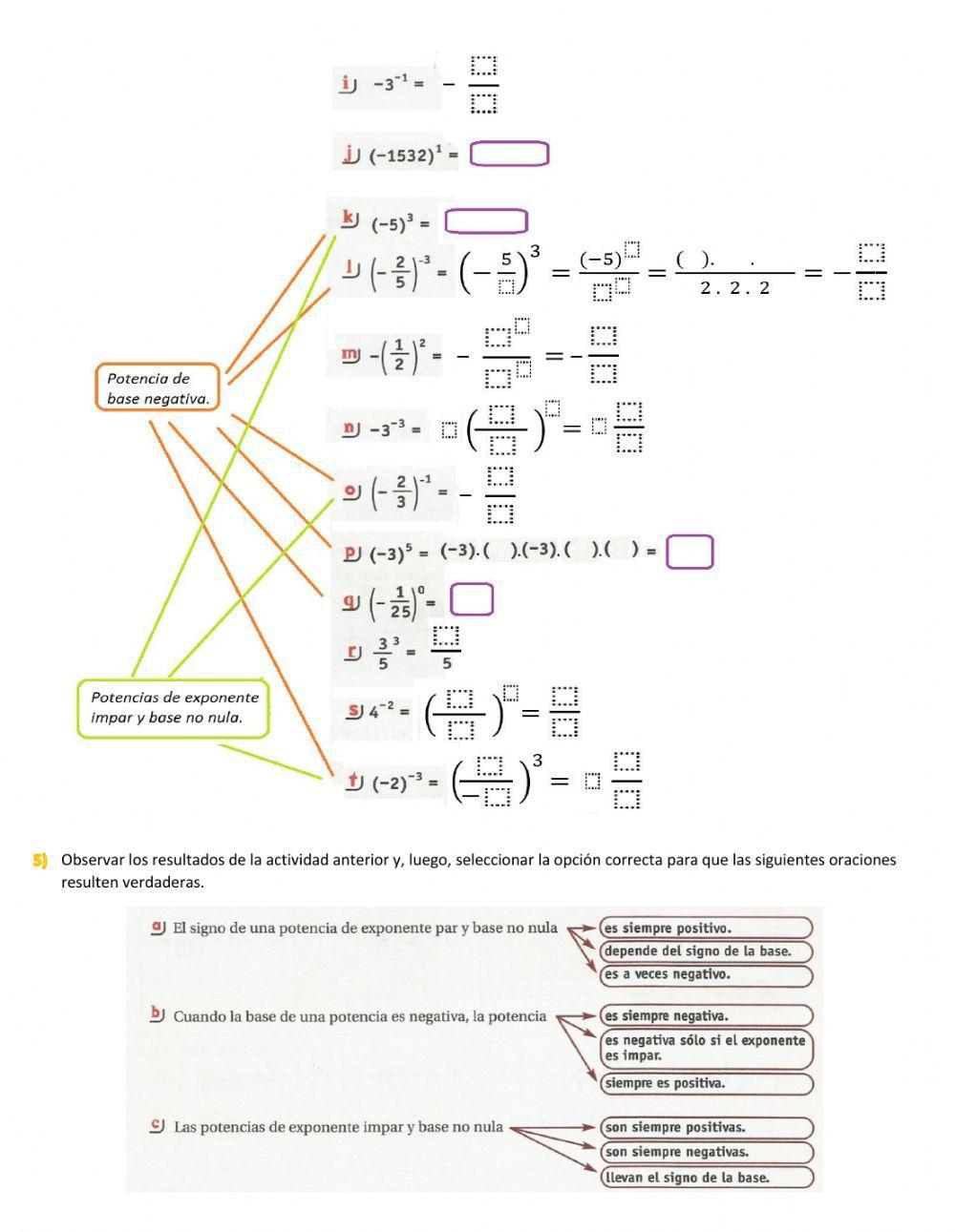 Potencias y raíces de números racionales. 