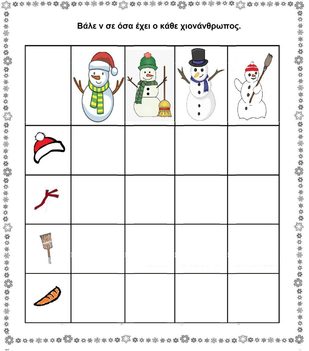 Χιονάνθρωποι πίνακας διπλής εισόδου