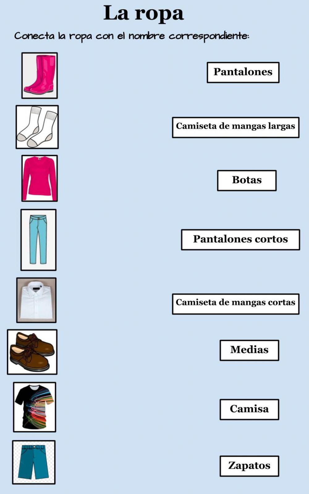 Identificar diferentes piezas de ropa