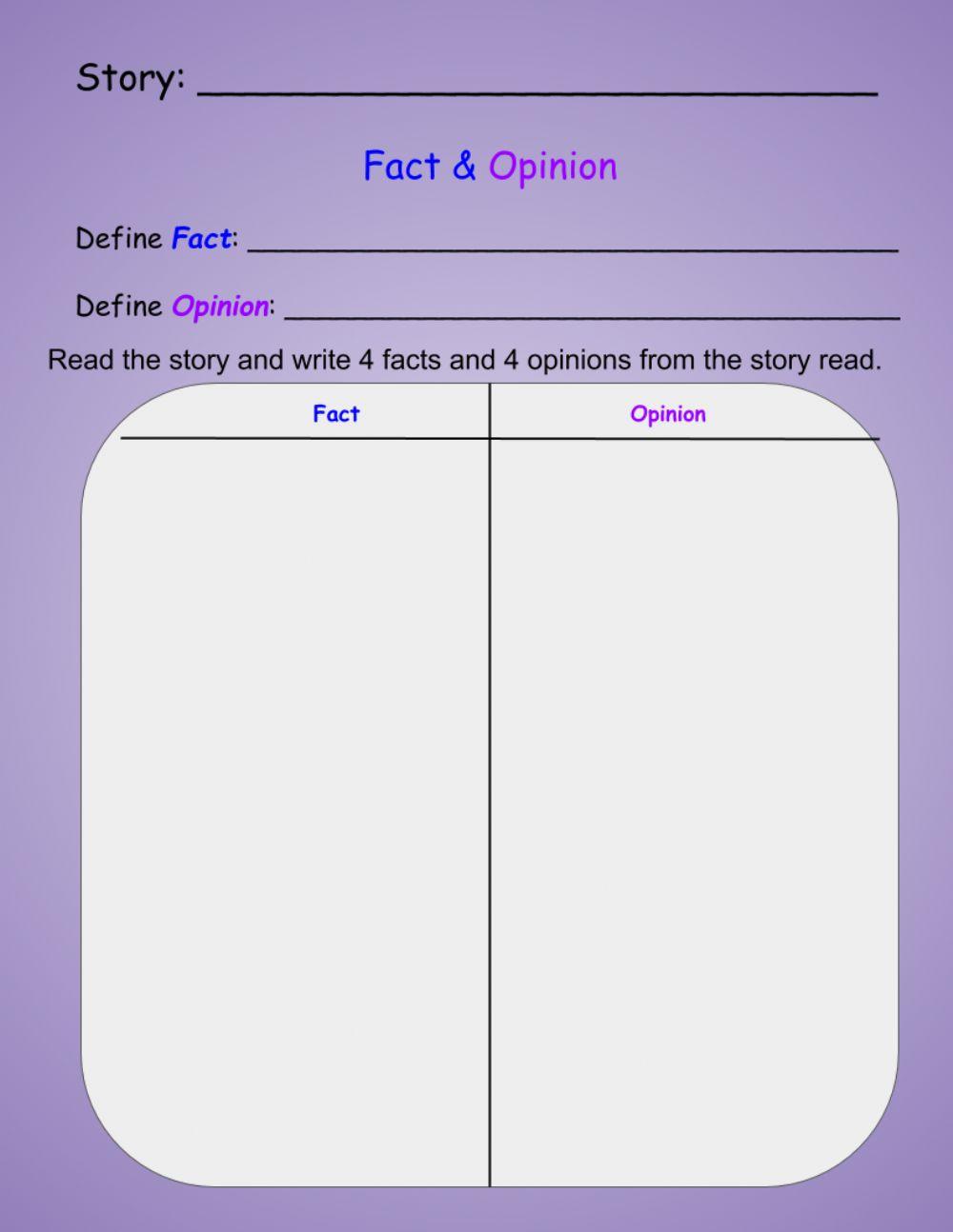 Fact & Opinion T Chart